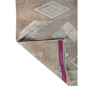 Tapis géométrique noué à la main en laine et soie de bambou Manchaha, gris et noir, épaisseur 10 mm, pour salon, couloir, rectangulaire - LES-1457 - Product Image 5