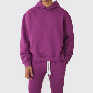 Ventes chaudes 2025, survêtement en molleton imprimé pour homme, coupe classique, couleur violette, 100% coton, ensembles de vêtements de sport, logo personnalisé, design respirant - Product Image 4