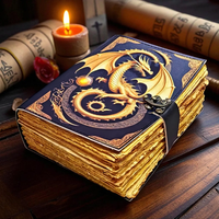 Imprimé 400 Pages Dragon Journal en cuir avec serrure Vintage Fantasy Grimoire Spell Book Handmade Deckle Paper journal à couverture rigide