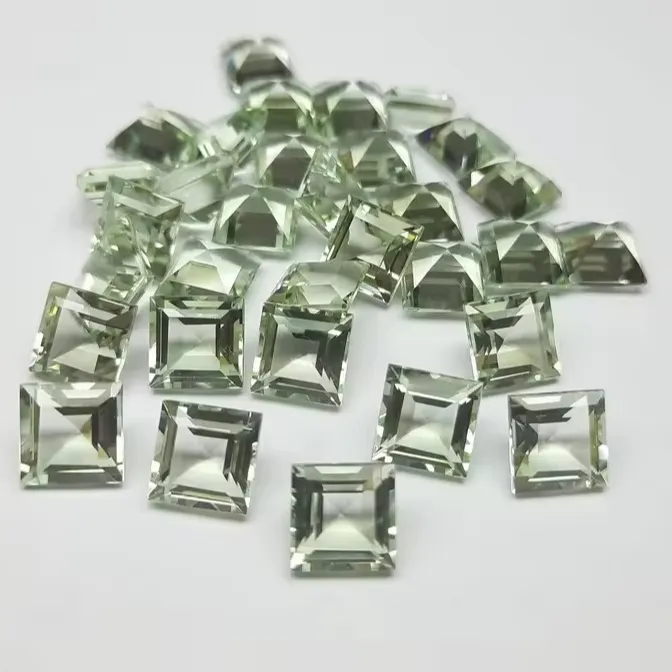 8mm Square Princess Cut Green Amethyst Faceted Loose Gemstone At Wholesale prices From Genuine Supplier