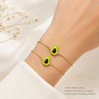 Ciondoli Personalizzati per Gioielli alla Moda, Ciondolo a Forma di Frutta Avocado Smaltato Placcato Oro 18k per Connettori Braccialetti