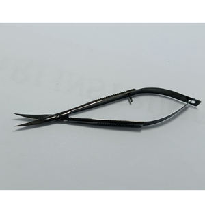 Ciseaux à ongles professionnels à ressort, lames courbes aiguisées, acier métallique, revêtement noir, micro-ciseaux pour usage domestique et en salon - Product Image 1