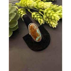 Chassity Belone <b>Adjustable</b> <b>Ring</b> 8 Turquoise & Sterling Silver Cluster Bezel Setting Stainless Steel Gift GRS Certified - Product Image 3