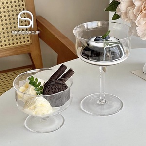 Clair court pied Smoothie verre pouding crème glacée Milkshake bagatelle tasse coupé verre <span class=keywords><strong>Transparent</strong></span> gobelet - Product Image 1