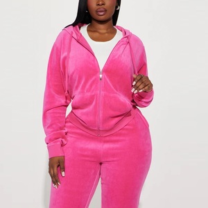 Conjunto de Sudadera con Capucha y Pantalones Deportivos de Color Sólido, Grueso, de Terciopelo, para Otoño e Invierno, Venta al por Mayor, Conjunto de Sudadera con Capucha para Mujer - Product Image 6