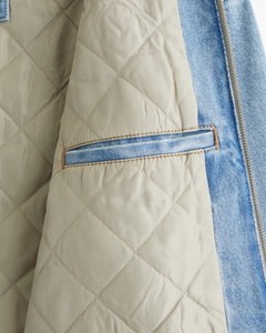 Veste de travail en toile en gros, zippée, avec logo personnalisé sérigraphié, coupe courte, effet délavé - Product Image 4