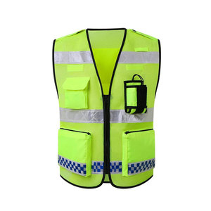 Bandes réfléchissantes de service OEM multi-poches haute visibilité haute visibilité couleur néon brillant gilets de sécurité de construction en gros - Product Image 5