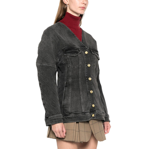 Veste en jean la plus vendue pour femmes Veste en cuir gris Veste en jean courte pour femmes de haute qualité fabriquée au Pakistan personnalisée ODM OEM - Product Image 4