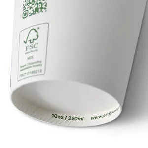 10Oz 250Ml Ø 90 mm Plain White Blank Single Wall Customization Drink <b>Mugs</b> Paper Cups For Beverage - 1000 pcs/carton - Product Image 5