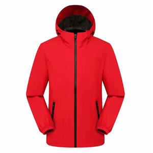 Veste coupe-vent de sport décontractée pour hommes, couleur contrastée, logo avant, tissu tissé, pull ample à capuche - Product Image 1