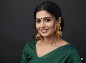 Exquisitos pendientes de templo de oro alto para mujer, joyería india tradicional, ideales para bodas, festivales y fiestas - Product Image 5