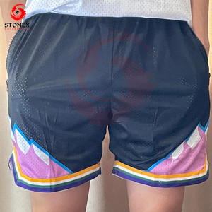 Pantalones cortos elásticos con cordón informales de verano para hombre al por mayor tela de punto de lona de poliéster y LICRA transpirable de secado rápido - Product Image 6