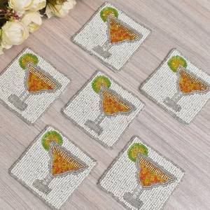 Posavasos portátiles hechos a mano con cuentas de vidrio-Clásico con respaldo de poliéster (4x4 pulgadas) para regalos religiosos y de Iglesia - Product Image 4