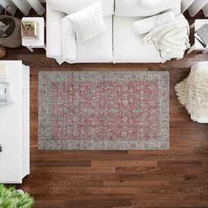 Alfombra de Lana con Estampado Floral Vibrante, Diseño Turco Oushak, Ecológica, Antideslizante, con Base de Látex y Pelo Medio - Product Image 4