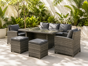 Comfortable 6-Piece <strong>Outdoor</strong> Rattan Sofa Set with <strong>Extendable</strong> Side <strong>Tables</strong> and <strong>Dining</strong> <strong>Table</strong> - Product Image 4