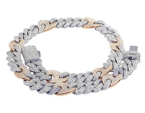 Diamante de moissanita redondo de alta calidad en plata de ley S925 Cadena de eslabones cubanos chapada en dos tonos para hombres - Product Image 2