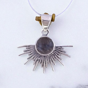 Original céleste Sunburst Design pendentif en argent Sterling 925 avec pierres précieuses bijoux fins pour les femmes en vrac en gros - Product Image 2
