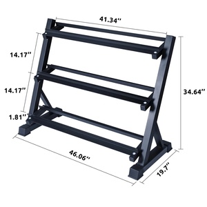 VIGFIT Équipement de fitness en gros : Support de rangement multi-niveaux réglable à 3 niveaux pour 15 paires d'haltères hexagonales en caoutchouc - Product Image 2