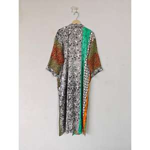 ชุดกิโมโนผ้าไหมรีไซเคิลทำมือสำหรับผู้หญิงเสื้อคลุมยาวพิมพ์ลายดอกไม้สำหรับงานแต่งงานที่บ้านหรือ brisaids ฤดูใบไม้ร่วงฤดูร้อน - Product Image 6