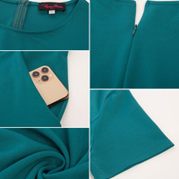 Vente en gros Robe moulante à ourlet ras du cou pour femmes taille définie à manches courtes Robes grande taille pour femmes imposantes