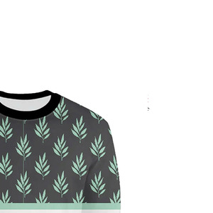 Men's Crew Neck Sweatshirt Regular Fit Printed <b>Leaf</b> Pattern Mint Green and Gray Pullover Casual Autumn Wear - Product Image 3