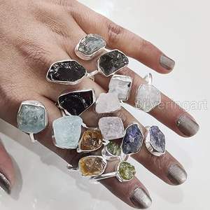 Anillo de Piedras Preciosas en Bruto para Mujer, Tanzanita Natural, Peridoto, Lapislázuli, Cuarzo, Joyería de Plata de Ley 925 - Product Image 2