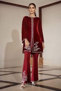 BEAUTIFUL LONG <b>JACKET</b> WITH STYLISH PLAZO DRESS ON SILK FABRIC EMBELLISH CRYSTAL GLASS BEADS, DABKA WORK for Party-WEAR@ 2022 - Product Image 2