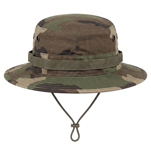 Chapeau Bob en Toile Camouflage Unisexe Adulte Extérieur Décontracté Respirant Imperméable Polyester Large Bord avec Œillets et Sangle Réglable - Product Image 1