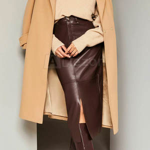 Falda delgada de color sólido para mujer, falda delgada versátil para mujer para todas las estaciones, falda delgada de cuero para mujer - Product Image 2