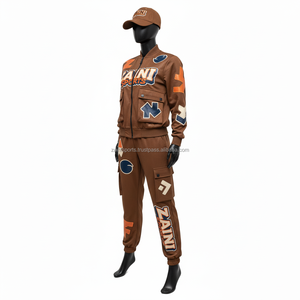 Survêtement pour femmes Premium 320 GSM coton polaire marron Multi panneau Applique brodé Logo personnalisé ensemble survêtements grande taille - Product Image 4