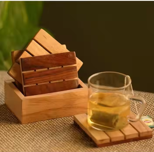 Posavasos de madera con soporte, tazas de té de bebida perfecta y tazas de cerveza para oficina en casa y fiesta de Crescent Crafts - Product Image 5