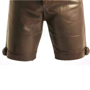 Shorts en cuir pour hommes, taille haute, coupe ample, style tendance de rue, bas classiques en cuir pour hommes - Product Image 4