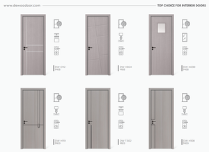 Puerta interior hueca Dewoo WPC con película de PVC impermeable para casa, oficina, villa - Product Image 2