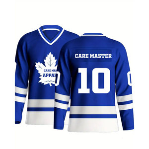 Customizable Name Number Unisex <b>Ice</b> Hockey Jersey 100% Polyester Breathable 3D Embroidery Anti-Bacterial Long Sleeve V Sports - Product Image 1