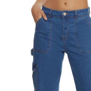 Ropa de calle de cintura alta Baggy Ladies Long Wide Cargo Pant para mujer Moda Wear Precio bajo Mujeres Cargo Pants - Product Image 4