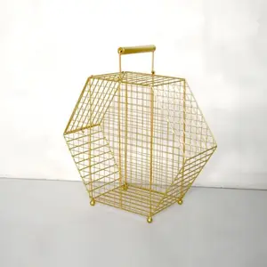 Supper and Fancy Design Kitchen Decorative <b>Metal</b> Wire <b>Basket</b> Low Price Shopping <b>Basket</b> Good Quality Gold Plating <b>Basket</b> - Product Image 1