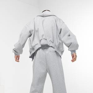 Sweat à capuche pour homme personnalisé, sweat à capuche oversize à épaules tombantes, sweat à capuche uni à fermeture éclair, streetwear, coton lourd, sweat à capuche vintage - Product Image 3