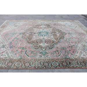 Turkish Vintage Oversize Rug 9.1x12.2 ft, <b>Brown</b> <b>Wool</b> Rug - Product Image 4