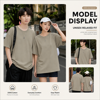 T-shirt unisexe en coton épais 100 %, coupe oversize, logo brodé personnalisé, coupe carrée, épaules tombantes, col rond, streetwear