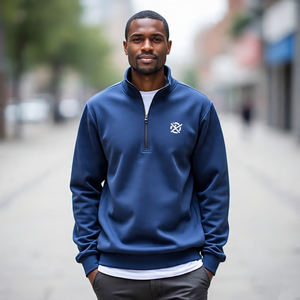 Half Zip Sweatshirt, Oversize <b>Drop</b> Shoulder Sweat-Shirts Men Breathable Casual Wear Oversize Half Zipper Sweatshirts Men's - Product Image 2