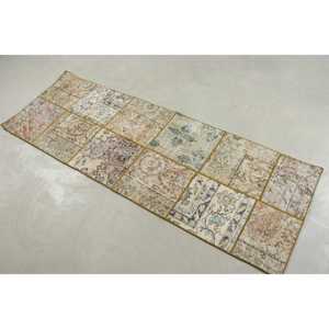 Vintage 2.1x6.3 ft Rug, Runner Turkish Rug, <b>Brown</b> Blue Southwestern <b>Wool</b> Rug - Product Image 2