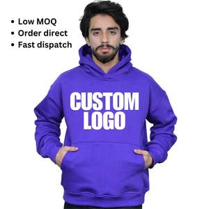 Custom Logo Deep <b>Purple</b> <b>Men</b> Cotton Oversized <b>Hoodies</b> 400 Gsm Low MOQ Competitive Price RTS Ready to Ship Screen Print Embroidery - Product Image 1