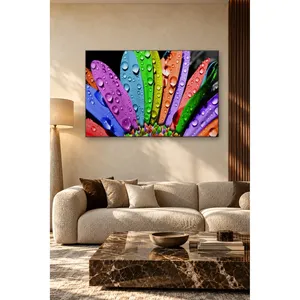 Impression sur toile de gouttes d'eau Fida sur des pétales de fleurs arc-en-ciel - Product Image 5