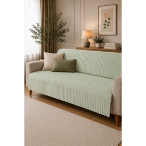 Funda de Sofá Color Menta con Estilo Acanalado, Respaldo de Esponja y Antideslizante - Product Image 2