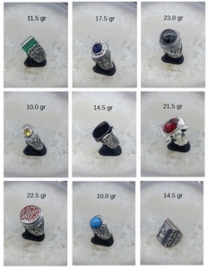 Bagues en argent 925 pour hommes avec design gravé à la main et pierres colorées - Product Image 4