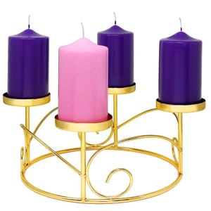 <b>Pillar</b> <b>Candle</b> Holder Golden Colored Round 4 Head Premium <b>Candle</b> Stand Shiny <b>Candle</b> Stand for Royal & Luxuries Decoration - Product Image 1