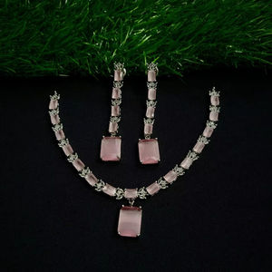 AMERICAN DIAMOND BRIDAL NECKLACE <b>SET</b> and HIGH QUALITY & CLASSIC EARRINGS <b>JEWELLERY</b> <b>SET</b> for WEDDING <b>JEWELLERY</b> CLASSIC STYLE <b>WOMEN</b> - Product Image 1