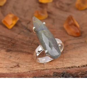 Natural Labradorite Teardrop Prong Set <b>Ring</b> 925 Sterling Silver Handmade Boho <b>Statement</b> Jewelry Unique Wedding and Anniversary - Product Image 4