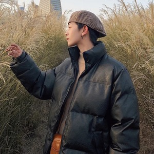 Men's Winter Thickening Puffer <b>Jacket</b> with Stand Collar Cotton-<b>Padded</b> Warm High Street Style Made From Canvas Fabric - Product Image 2