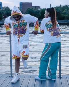 Sudadera con capucha y pantalones acampanados con cremallera completa y logotipo personalizado, conjunto de pantalones de chándal con capucha para hombre de algodón 100%, conjunto de chándal para correr - Product Image 2